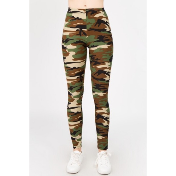Full Length Stretch Army Camo Print Leggings Pants - Picture 2 of 7